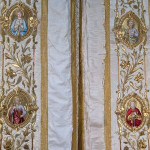 Pair of Highly Ornate and Embroidered Convent Organ Screen Drapes