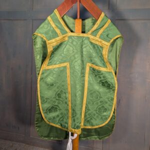 Vintage Green Silk Damask Chasuble in the Gothic Style