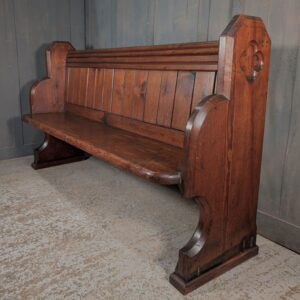 Early 1900's Very Heavy Chunky Gothic End Pitch Pine Church Pew Bench