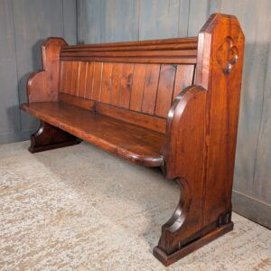 Early 1900's Very Heavy Chunky Gothic End Pitch Pine Church Pew Bench