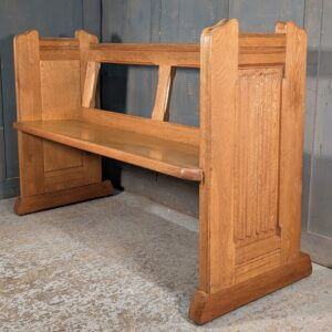 Mid Century Church of Christ the Healer Oak Linenfold Pews Benches