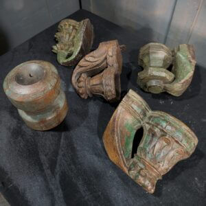 Five Assorted Carved Wooden Candle Holders - Four Wall Hanging