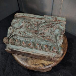 Large Carved Block Depicting Birds & a Wooden Trivet