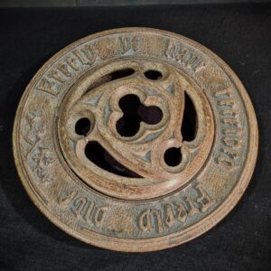 Gothic 19th Century Oak Carved Collection Plate with Lid