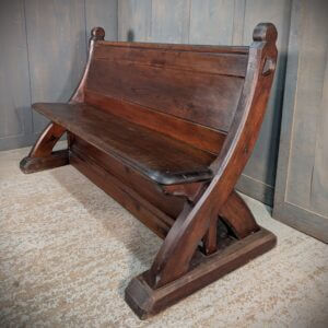 Unusual & Stylish Swept Back 1860's 'Y' Ended Pine Church Pew Bench