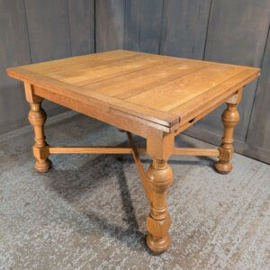 Larger than Average 1930's Vintage Pale Oak X Frame Draw Leaf Table