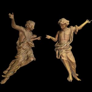 Two Large Gold Coloured Baroque Angels