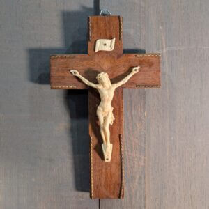 Lourdes Souvenir Cheap & Cheerful Plastic & Wood 1950's Crucifix