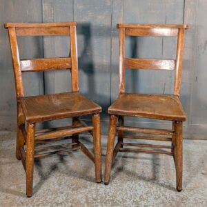 Antique Banbury 1910 Elm & Beech Lovely Patina Church Chapel Chairs