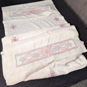 360 x 60 Embroidered White Cotton Altar Covering