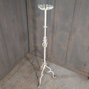 Wrought Iron & Steel White Painted Pavement Pricket Candle Stand