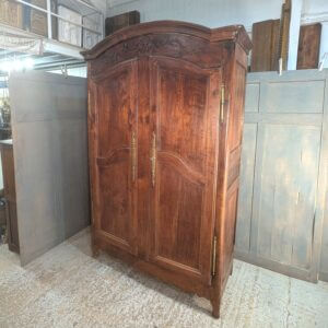 Early 19th Century Antique French Brass Mounted Fruitwood Armoire