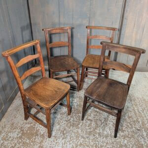 Pleasantly Umber Harlequin Set of 4 Antique Ladderback Chapel Chairs