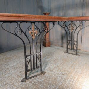 Antique Art Nouveau Copper Iron & Oak Curved Altar Rails
