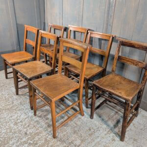 Antique Banbury 1910 Elm & Beech Lovely Patina Church Chapel Chairs
