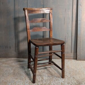 1910's Antique Medium Dark Elm & Beech Ladderback Church Chapel Chairs from St Paul's Daybrook No Racks