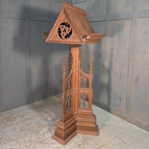 1930's Vintage Highly Carved Gothic Oak 'Pigeon Coop' Church Lectern