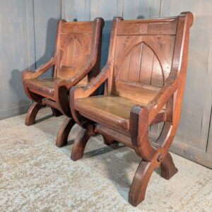 Very High Quality Antique Heavy Solid Oak Ministers Chairs