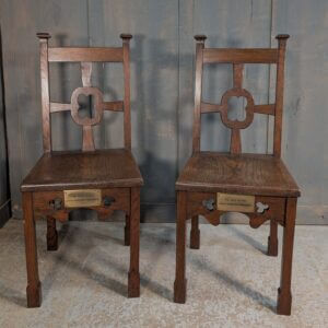 Interesting Mid Dark 1950's Gothic Clergy Chairs