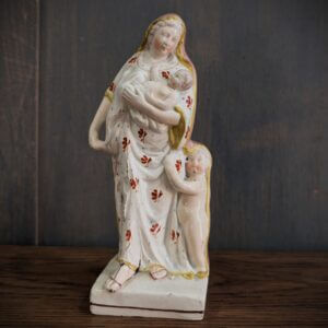 Charming Early 1800's Pearl Ware Statue of Mary Jesus & John the Baptist