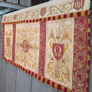 Spectacular 1920's Vintage Heavily Embroidered Gold & Red Altar Frontal T.L.C