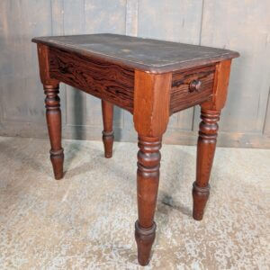 Very Sweet Victorian Small Pitch Pine Hall Table with Extra Long Drawer