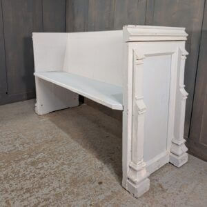 Grey Painted 1860's Oak Square Buttressed End Pew