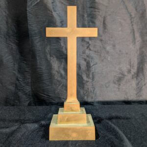 Simple Small Antique Solid Brass Table Cross From Crookham