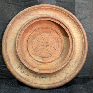 Carved Oak Collection Plate from Christ Church Crookham - Attic Find