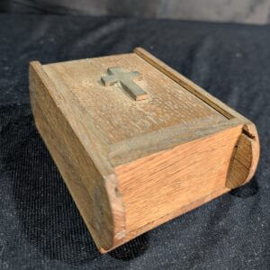Small Oak Antique Communion Wafer Box With Holders - Attic Find