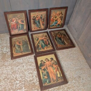 Antique German Protestant Set of Seven Stations of the Cross