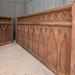 Original 1840's Gothic Oak Arched Choir Fronts Panelling - Shed Find -