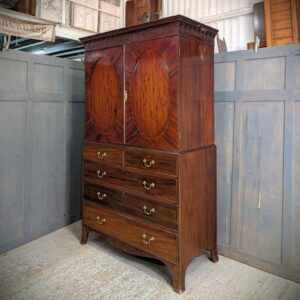 Very Well Made Edwardian Mahogany Linen Press in two sections