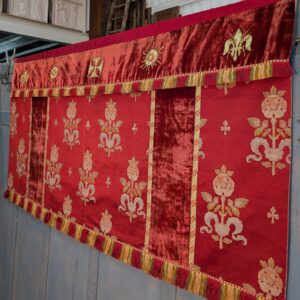 Unusual High Quality Two Part 1920's Vintage Red Velvet Altar Frontal