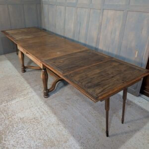 Quite Mad Nearly 4m Long Antique French Oak Double Draw Leaf Extending Table