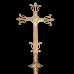 High Quality Victorian Brass & Oak Processional Cross from Christ Church Crookham