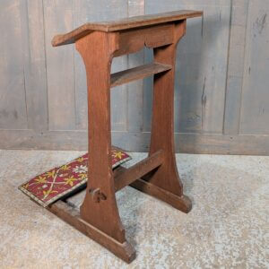 Smaller Size Antique Oak Prayer Desk Prie Dieu with Embroidered Mat