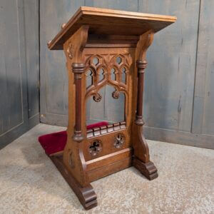 Very Fine Antique Gothic Oak Larger Size Prie Dieu Prayer Desk from Holy Trinity Boston