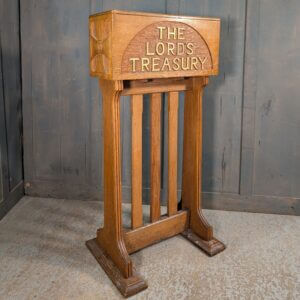 Unusual Carved 'Lords Treasury' Vintage Oak Collection Box