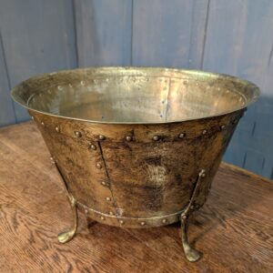 Large Riveted Brass Firewood Bin
