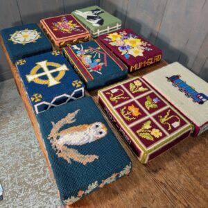 Set of Nine Lovely Each Different Embroidered Kneelers Hassocks Cushions #1