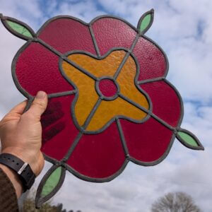Vintage Flower Shaped Stained Glass Roundel