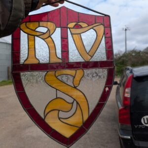 Decorative Stained Glass Panel with Initials & Hanger