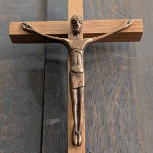 Unusual Modern Bronze 'Alien' Jesus Crucifix
