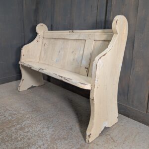 Distressed Cream Painted Antique Pine Church Pew Bench