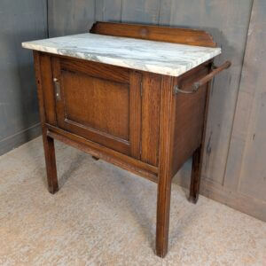 1930's Vintage Oak & Marble Vestry Washstand