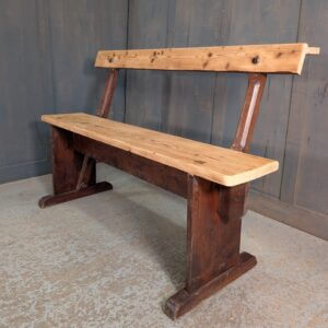 Very Simple 1910's Vintage Pine Bar Back Church Bench