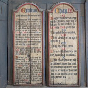 Two Large Antique 1850's Painted Oak Commandment Boards