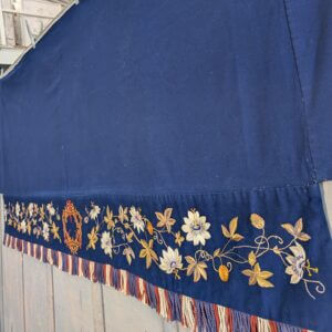 Dark Blue Beautifully Embroidered 1940's Vintage Altar Covering