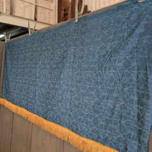 Blue Damask Silk Altar Frontal with Gold Yellow Fringe